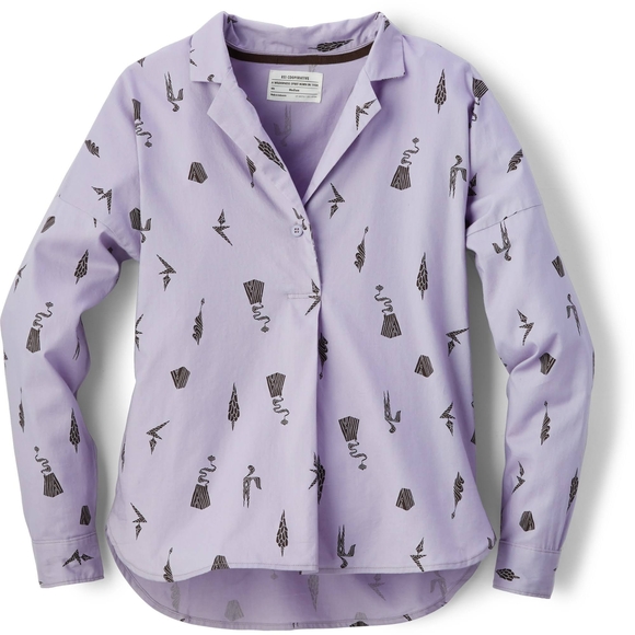 REI Tops - Cooperative Lavender Button Down Shirt with Black Patterns